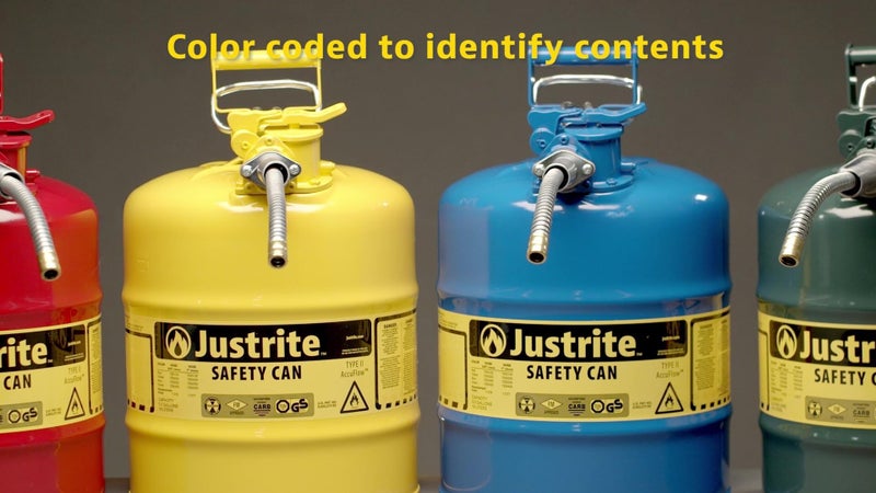 Justrite 2 Gallon Type II Yellow Safety Can for Diesel with Flame Arrester, Self-Closing Lid, and 5/8" Flexible Metal Spout, Made in the USA, Galvanized Steel Flammable Storage Can, 7220220 - Image 2